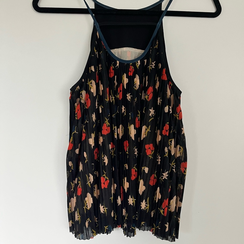 Pleated Urban Outfitters Pattern Top, Medium, Black patterned